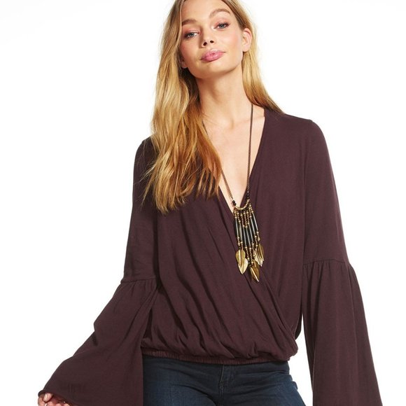 Chaser Cotton Jersey Flared Sleeve Surplice - Picture 5 of 8